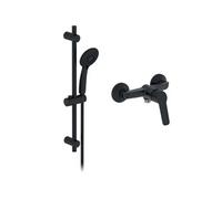 Pack mitigeur de douche mécanique Aimé noir + barre + pommeau de douche