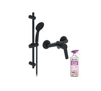 Pack mitigeur de douche mécanique Aimé noir + barre + pommeau + nettoyant