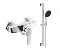 Pack mitigeur douche mécanique GROHE Quickfix Get + Ensemble rond barre et pommeau de douche 2 jets Vitalio Comfort 110 Chromé