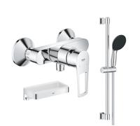 Pack mitigeur douche mécanique GROHE StartLoop + Ensemble de douche Start 2 jets avec barre + Panier douche