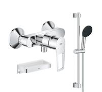 Pack mitigeur douche mécanique GROHE StartLoop + Ensemble de douche Start 2 jets avec barre + Panier douche