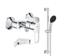 Pack mitigeur douche mécanique GROHE StartLoop + Ensemble de douche Start 2 jets avec barre + Tablette de douche d'angle