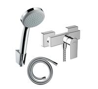 Pack mitigeur douche mécanique HANSGROHE Vernis Shape + Ensemble Croma 100 pommeau 1 jet avec support + flexible 125cm chromé