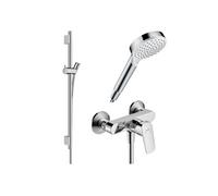 Pack mitigeur douche mécanique Logis + Barre Unica S Puro + flexible + Pommeau Crometta blanc/chromé
