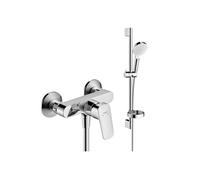 Pack mitigeur douche mécanique Logis chromé + Ensemble de douche Crometta 2 jets blanc/chromé