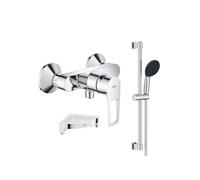 Pack mitigeur douche mécanique StartLoop + Ensemble de douche Start 2 jets avec barre + Tablette de douche d'angle