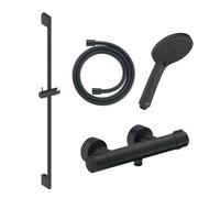 Pack mitigeur douche thermostatique DURAVIT 1000 + Barre 70 cm + Pommeau 3 jets + Flexible 160 cm Noir mat