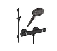 Pack mitigeur douche thermostatique Ecostat Comfort + Barre Unica + flexible + Pommeau Raindance 3 jets noir mat