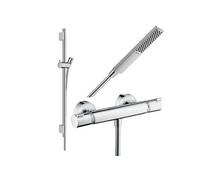 Pack mitigeur douche thermostatique Ecostat Comfort + Barre Unica S Puro + flexible + Pommeau Pulsify E chromé