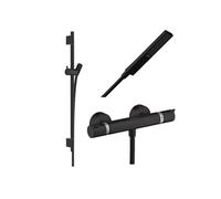 Pack mitigeur douche thermostatique Ecostat Comfort + Barre Unica S Puro + flexible + Pommeau Pulsify E noir mat