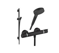 Pack mitigeur douche thermostatique Ecostat Comfort + Barre Unica S Puro + flexible+ Pommeau Vernis Blend Vario noir mat