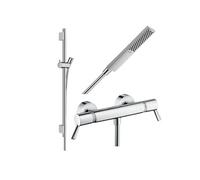 Pack mitigeur douche thermostatique Ecostat Comfort Care + Barre Unica S Puro + flexible + Pommeau Pulsify E chromé