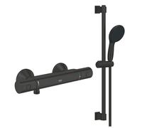 Pack mitigeur douche thermostatique GROHE Precision Start noir mat + ensemble GROHE Vitalio Start avec barre