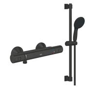 Pack mitigeur douche thermostatique GROHE Precision Start noir mat + ensemble GROHE Vitalio Start avec barre