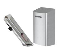 Pack mitigeur infrarouge avec robinet d'arrêt + Sèche-main PRESTO Linea Inox brossé