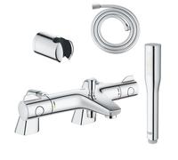 Pack mitigeur thermostatique BD Grohtherm 800 avec colonnettes + Douchette 1 jet Vitalio Get Stick + Flexible 1750 mm et support