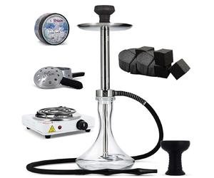 Pack Narguilé Chicha Verre Khéops Altair + Charbons + Plaque + Foyer Silicone + Chauffe Charbon