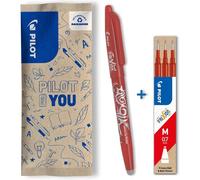Pack Of 1 Frixion Ball + 1 Set Of 3 Refills - Erasable Pen With Thermosensitive Ink - Refillable Roller Pen Made From Recycled Plastic - Red - Medium Point