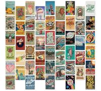 Pack of 50 vintage aesthetic postcards, wall decor with retro art prints