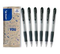 Pack Of 6 Super Grip Ballpoint Pens - Refillable And Retractable Ballpoint Pen - Black - Medium Point
