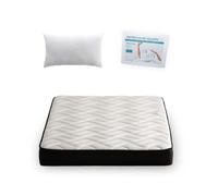 Pack Oreiller Fibre 2x75 + Protège-matelas Coton 150 + Matelas Visco 150x200, 21 cm, BAKU