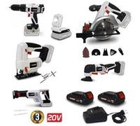 Pack Outillage X-Performer BATTERIES 2Ah - Perceuse Visseuse Scie Sauteuse - Circulaire - Sabre - Multifonctions - Lampe G