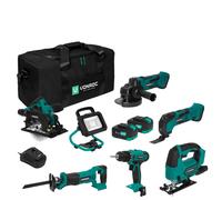 Pack outils sans fil Plate-forme de batteries 20V | 6 machines, 2 batteries 4.0Ah et chargeur incl.