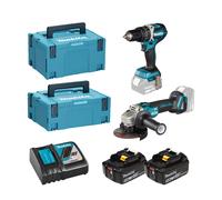 Pack 2 outils MAKITA DLX2210TJ1 (DGA506+DHP484+BL1850×2+DC18RC+MAK2&3)