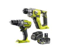 Pack Perceuse-visseuse et Marteau perforateur RYOBI 18V One+ - Batterie 4,0Ah et chargeur