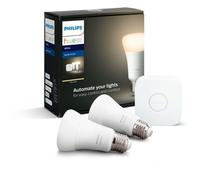 Philips Kit de démarrage Hue White – 2 ampoules connectées E27 Bluetooth + Pont 9,5 W Blanc