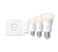 PHILIPS Hue White Kit de démarrage ampoule LED connectée 9,5W - E27 x3 et télécommande Hue
