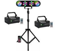 Pack Pied Lumière Portique DJ LEDBAR-ASTRO-RC - 2 Lasers Ibiza LZR200RGB-MULTI Soirée Ambiance Animation Discothèque Club Noir