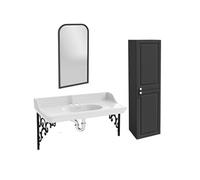 Pack plan vasque suspendu 3 trous Cléo 1889 + miroir + colonne droite + siphon chromé