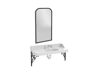 Pack plan vasque suspendu 3 trous Cléo 1889 + miroir + mélangeur croisillon chromé + siphon chromé