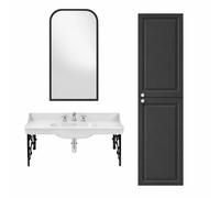 Pack plan vasque suspendu 3 trous JACOB DELAFON Cléo 1889 + colonne droite + miroir + mélangeur croisillon chromé + siphon chromé