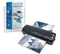 Pack Plastifieuse A4 Waytex + 100 pochettes 150 microns - Chaud/Froid, chauffe rapide, formats A4/A5/A6, vitesse 25 cm/min, levier anti bourrage