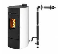 Pack Poêle à granulés étanche LEANDRO 9 kW + kit ventouse - Blanc