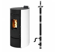 Pack Poêle à granulés étanche LEANDRO 9 kW + kit vertical - Blanc