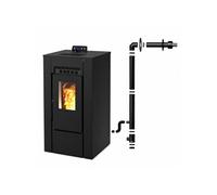 Pack Poêle à granules étanche LVZ ALEXA 11 + Kit Conduit sortie Ventouse - Noir