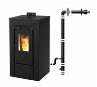Pack Poêle à granules étanche LVZ ALEXA 11 + Kit Conduit sortie Ventouse - Noir