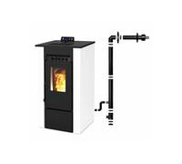 Pack Poêle à granules étanche LVZ ALEXA 9 + Kit Conduit sortie Ventouse - Blanc