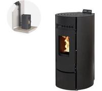 Pack Poêle à granules LEANDRO 9 Etanche + Kit Conduit Ventouse (sortie façade) - Noir Noir G