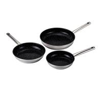 Pack Poêle Inox Kitchenpro 20/24/28cm Venteo Revêtement Céramique Antiadhésif Adaptée À Tous Les Feux Induction/Vitro Céramique/Électricité/Gaz Noir