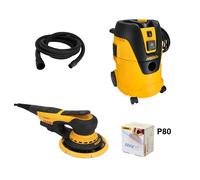 Pack ponceuse excentrique DEROS II 5650CV + Aspirateur 1125L + tuyau + Abranet MIRKA