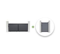 Pack portail coulissant et portillon en aluminium gris - CASANOOV - VOGEL - Portail 348 x 145 cm