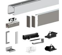 Pack premium SLID'UP 190 pour porte en verre coulissante - rail 1,94 m - 100 kg - argent