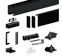 Pack premium SLID'UP 190 pour porte en verre coulissante - rail 1,94 m - 100 kg - noir