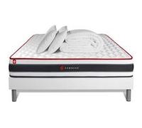 Pack prêt à dormir 140x190 matelas ENERGY ressorts ensachés et mémoire de forme + sommier kit blanc + Couette + 2 oreillers G