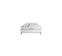 Pack prêt a dormir 140x190 matelas LANCASTER ressorts ensaches et memoire de forme + sommier kit blanc + Couette + 2 oreillers