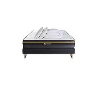 Pack prêt à dormir 140x200 matelas ACTIVE + sommier kit noir + 2 oreillers mémoire de forme 60x40cm + Couette Percale 240x220 cm